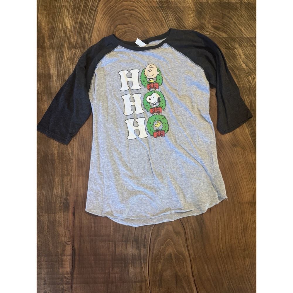 Snoopy Peanuts Boys Youth Large Christmas‎ Raglan Shirt